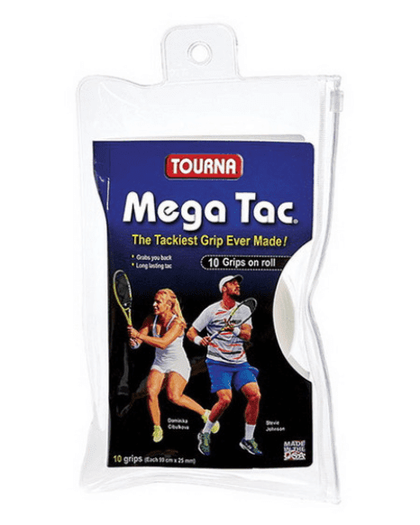 Tourna overgrips Mega Tac Wit 10 stuks